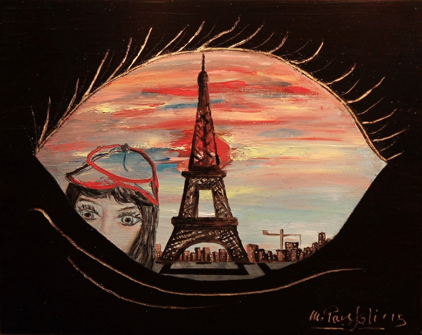 The eyes of paris (Les yeux de Paris) - 24x19cm - Oil on wood - IconArt