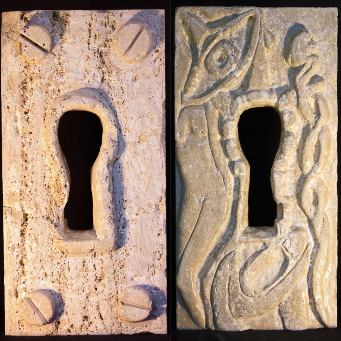 The Key to Time - 20x40x9 cm – Chisel Sculpture on Travertine - iconart