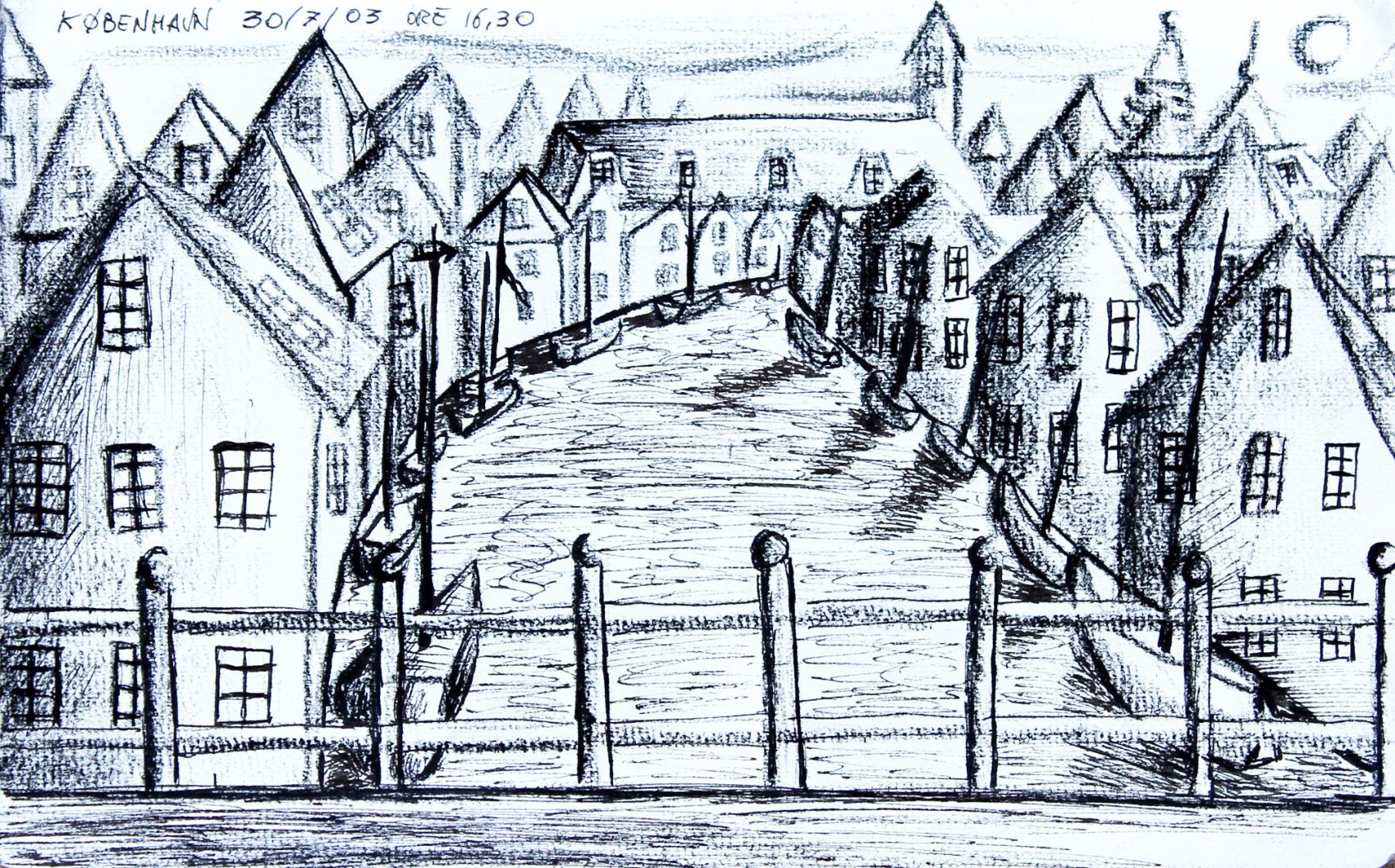 Trip Northward - Copenaghen 15 x 24 cm. Charcoal on paper